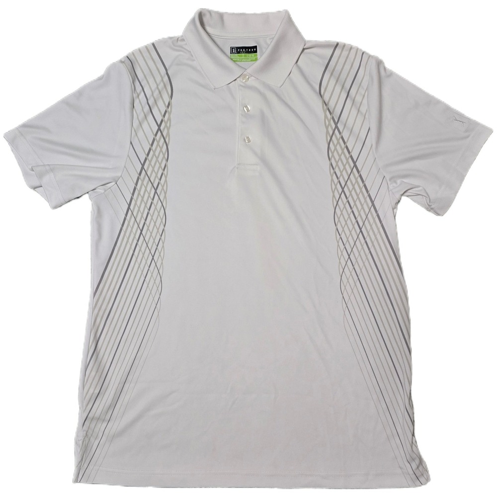 PGA TOUR Pro Series‎ Athletic Fit Golf Polo Shirt Mens Gray Lines L (H)